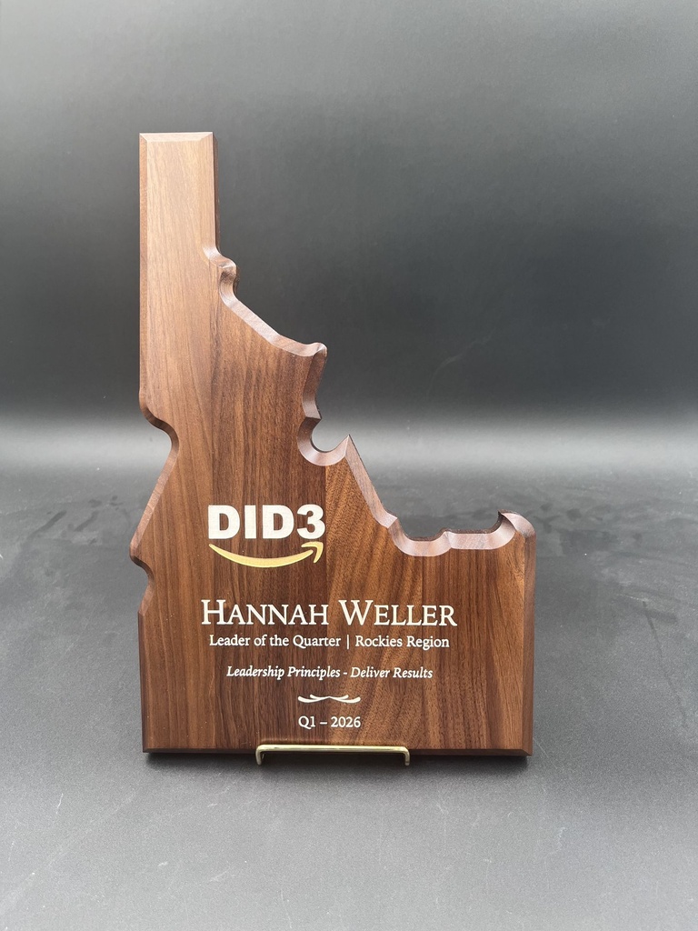 Walnut State of Idaho Plaque w/Color Fill